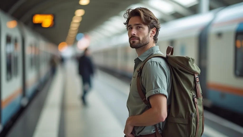 Travel explorer with quality backpack in Rotterdam station