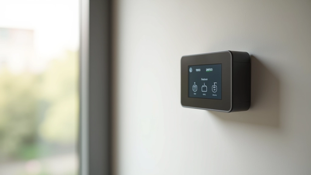 Korteri akna kõrval seinamonitor, millel näha siseõhu kvaliteedi näitajad ja valguse intensiivsus graafikus